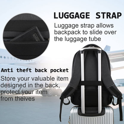 Laptop Backpack – Slim, Water‑Resistant, Anti‑Theft Business Travel Bag for Men and Women, Fits 15.6‑Inch Laptops – Black
