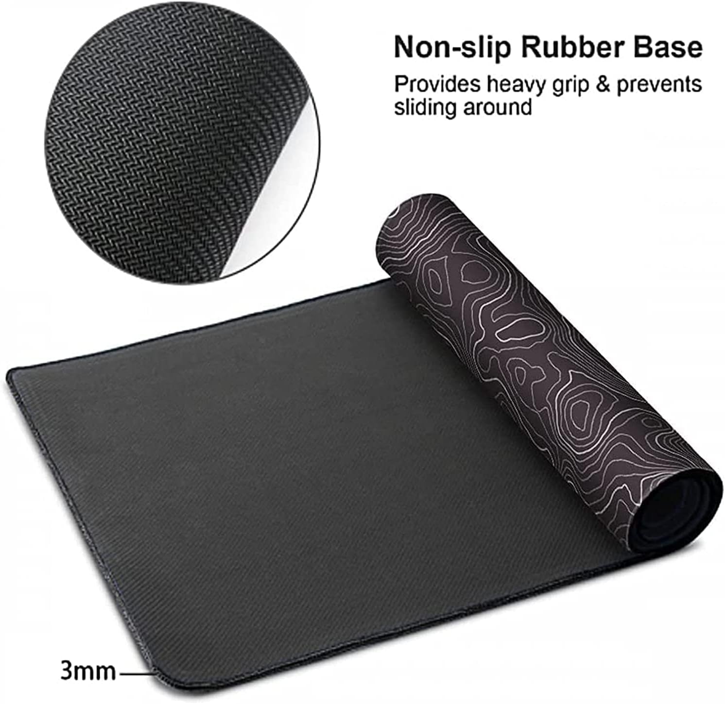 Large Extended Gaming Mouse Pad (35 × 17 in) – XXL Non‑Slip Desk Mat with Topographic Map Contour Design for Office, Laptop, and Gaming