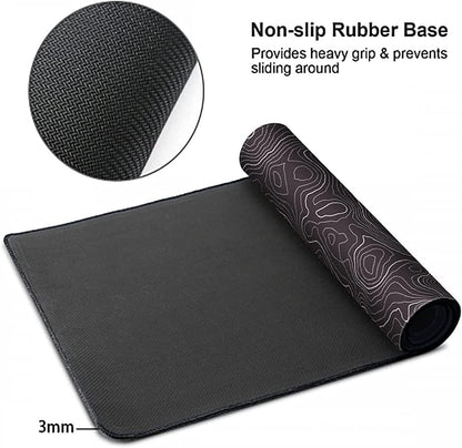 Large Extended Gaming Mouse Pad (35 × 17 in) – XXL Non‑Slip Desk Mat with Topographic Map Contour Design for Office, Laptop, and Gaming