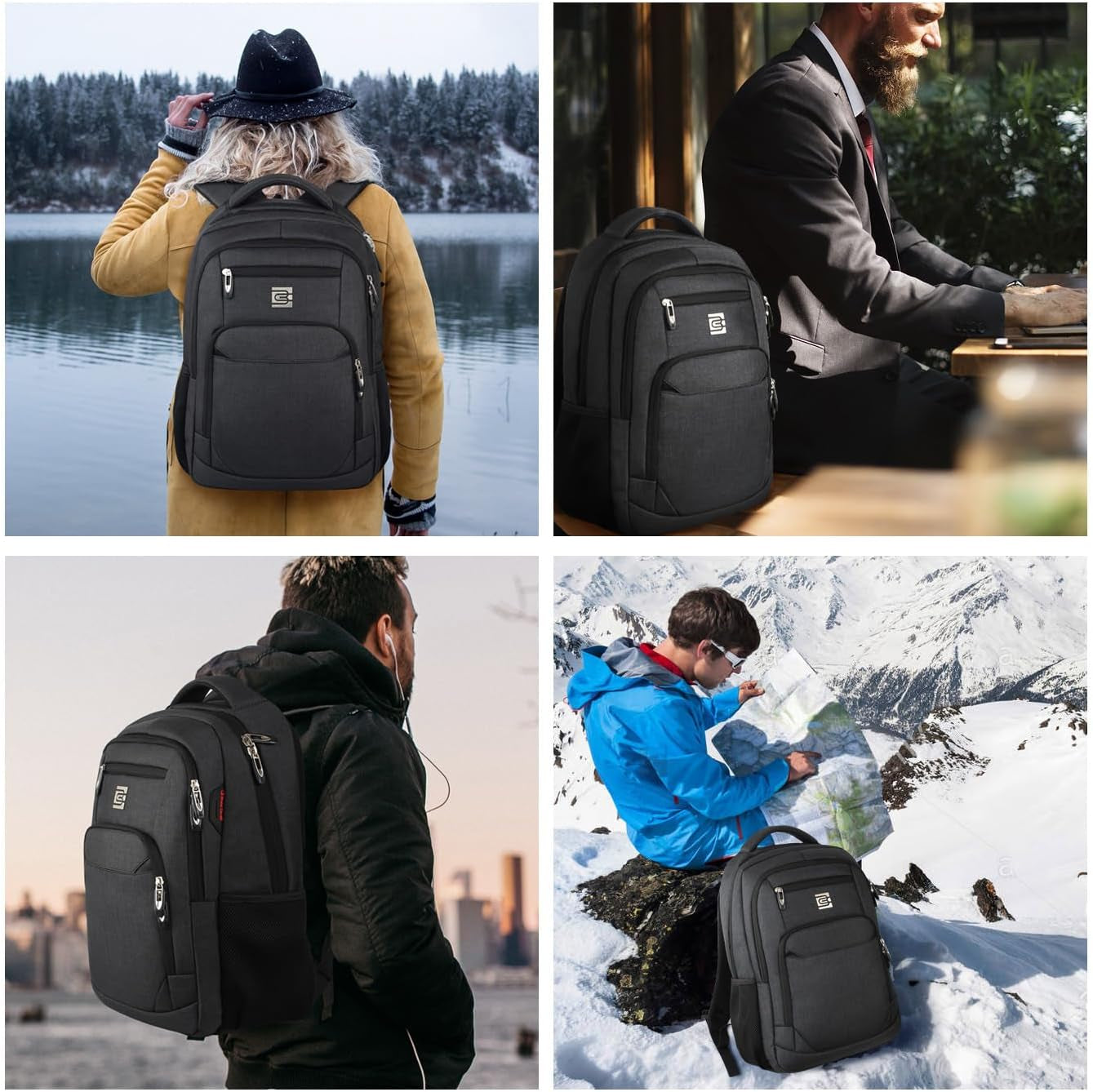 Laptop Backpack – Slim, Water‑Resistant, Anti‑Theft Business Travel Bag for Men and Women, Fits 15.6‑Inch Laptops – Black