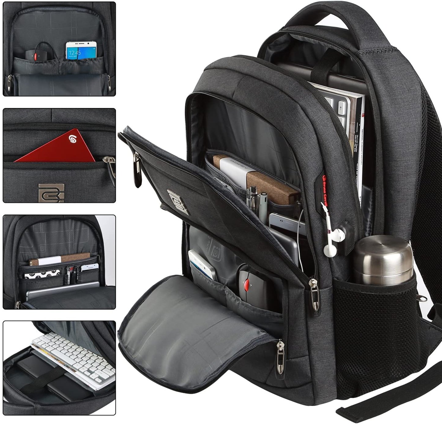 Laptop Backpack – Slim, Water‑Resistant, Anti‑Theft Business Travel Bag for Men and Women, Fits 15.6‑Inch Laptops – Black