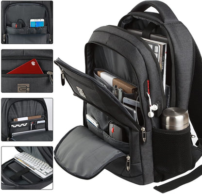 Laptop Backpack – Slim, Water‑Resistant, Anti‑Theft Business Travel Bag for Men and Women, Fits 15.6‑Inch Laptops – Black