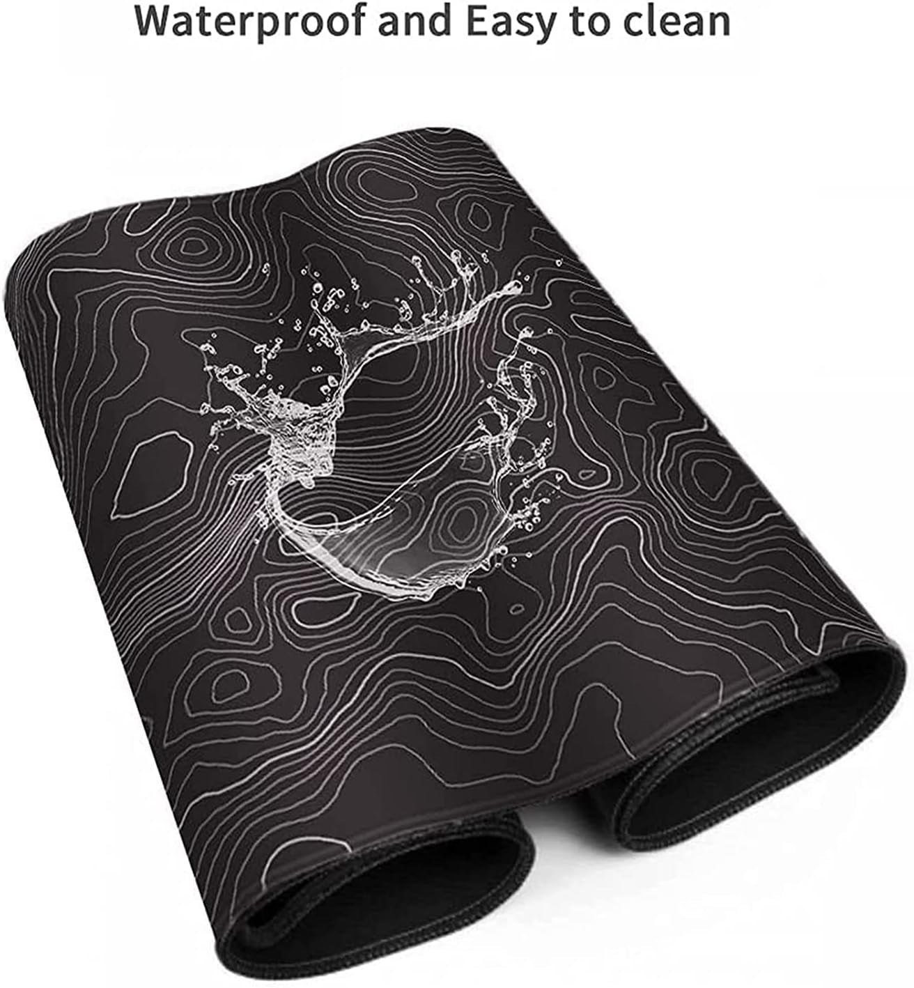 Large Extended Gaming Mouse Pad (35 × 17 in) – XXL Non‑Slip Desk Mat with Topographic Map Contour Design for Office, Laptop, and Gaming