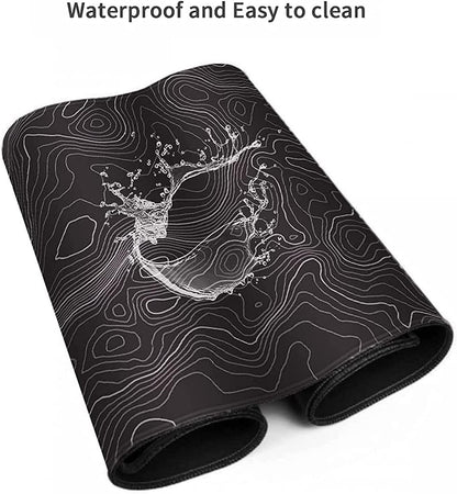 Large Extended Gaming Mouse Pad (35 × 17 in) – XXL Non‑Slip Desk Mat with Topographic Map Contour Design for Office, Laptop, and Gaming